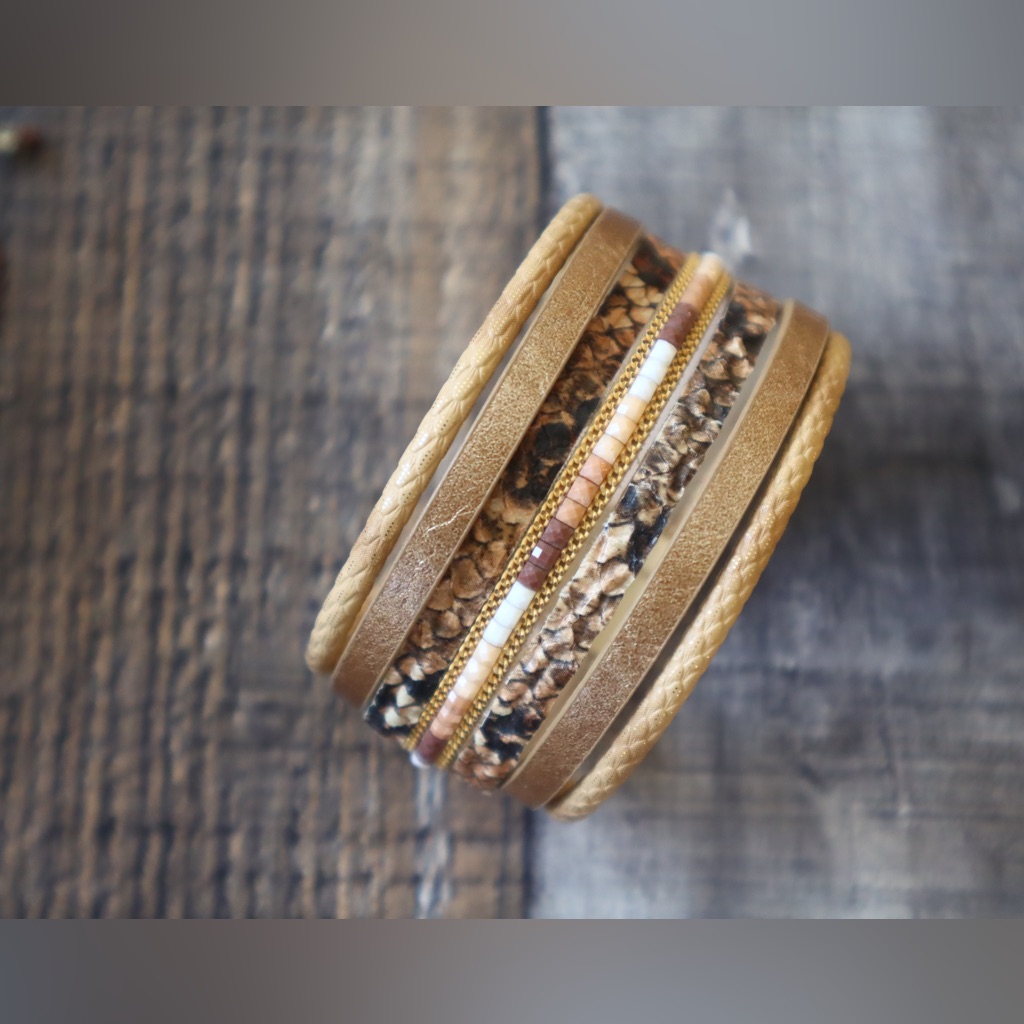 Snake Print Layered Wrap Bracelet 20$